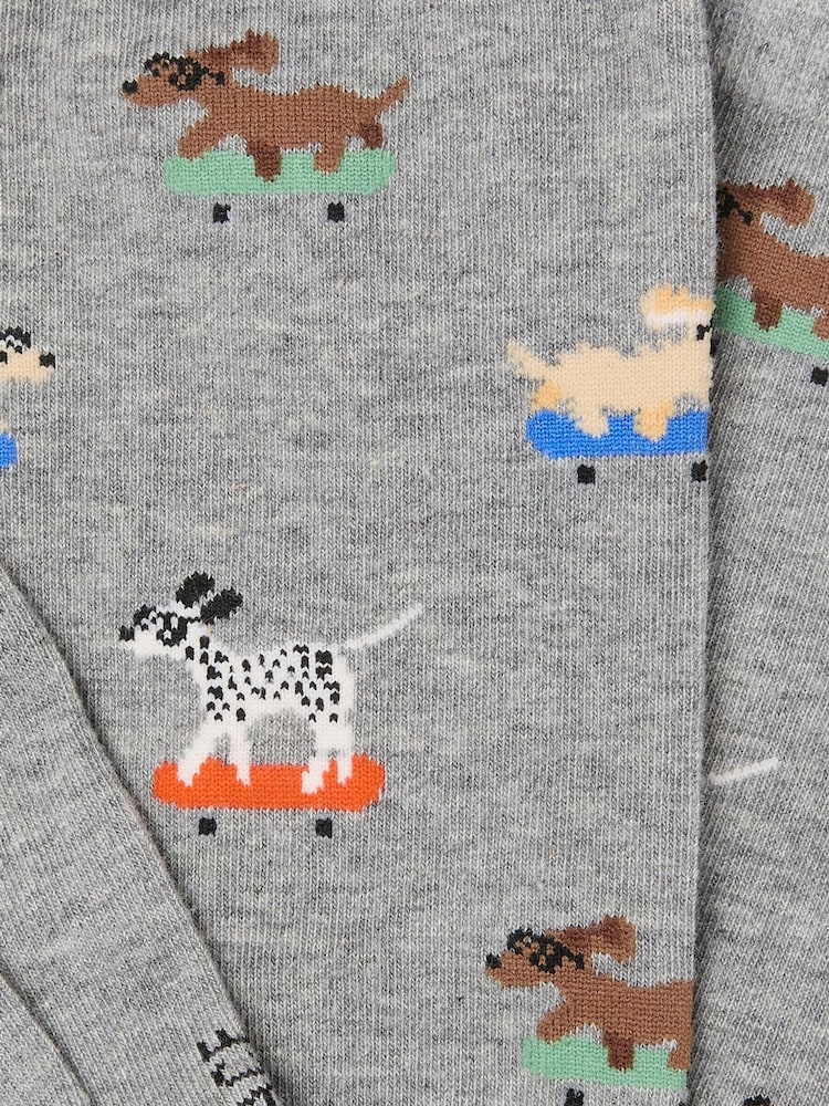 FatFace Grey Skating Dog Socks - Image 2 of 2 FatFace Grey Skating Dog Socks - Image 2 of 2