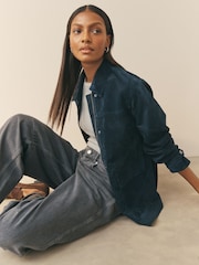 Nothing Ordinary Navy Suede Front Pocket Detail Barn Jacket - Image 2 of 5