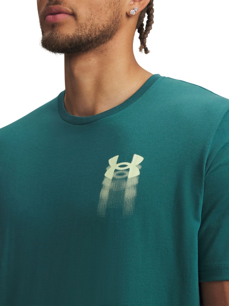 Under Armour Green Blur Logo Short Sleeve T-Shirt - Image 3 of 3 Under Armour Green Blur Logo Short Sleeve T-Shirt - Image 3 of 3