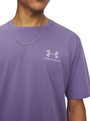 Under Armour Purple Sportstyle Left Chest Logo T-Shirt - Image 3 of 3
