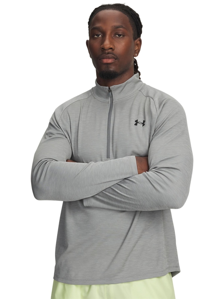 Under Armour Green Tech Textured 1/2 Zip Sweat Top - Image 1 of 3