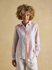 Joules Anna Multi Stripe Long Sleeve Pure Linen Shirt - Image 1 of 6