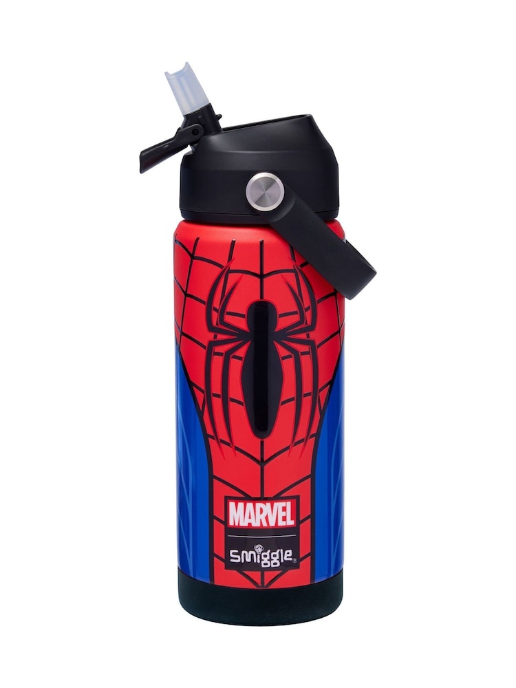Smiggle Black Spider-Man Print Squiggle Insulated Stainless Steel Drink Bottle 550Ml - Image 1 of 2