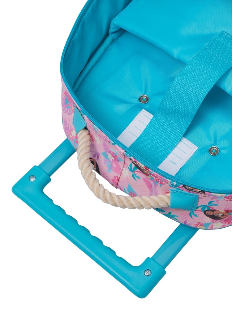 Smiggle Pink Moana Print Trolley Backpack With Light Up Wheels - Image 2 of 7