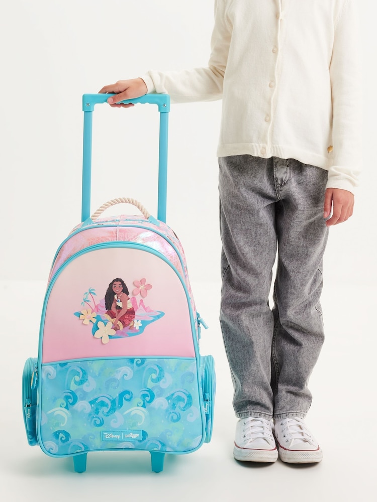 Smiggle Pink Moana Print Trolley Backpack With Light Up Wheels - Image 7 of 7