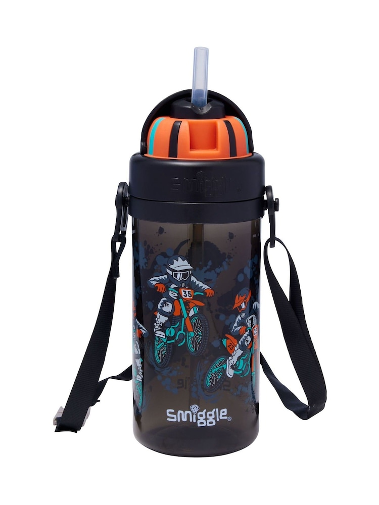 Smiggle Black Adventurous Teeny Tiny Plastic Drink Bottle With Strap 400Ml - Image 2 of 2