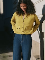 Denim Dark Blue Wide Leg High Waist Crop Jeans - Image 3 of 7