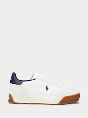 Polo Ralph Lauren White/Navy Blue Hester PP Sneakers Low Top Lace Trainers - Image 1 of 4