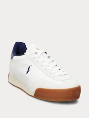Polo Ralph Lauren White/Navy Blue Hester PP Sneakers Low Top Lace Trainers - Image 2 of 4