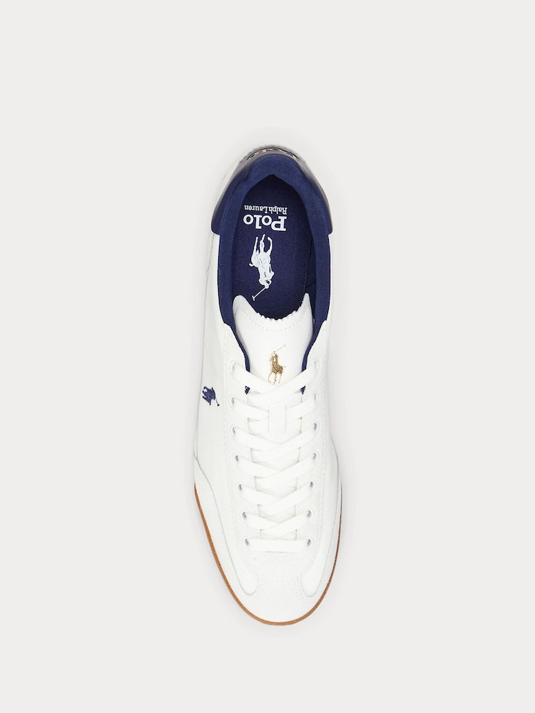 Polo Ralph Lauren White/Navy Blue Hester PP Sneakers Low Top Lace Trainers - Image 4 of 4