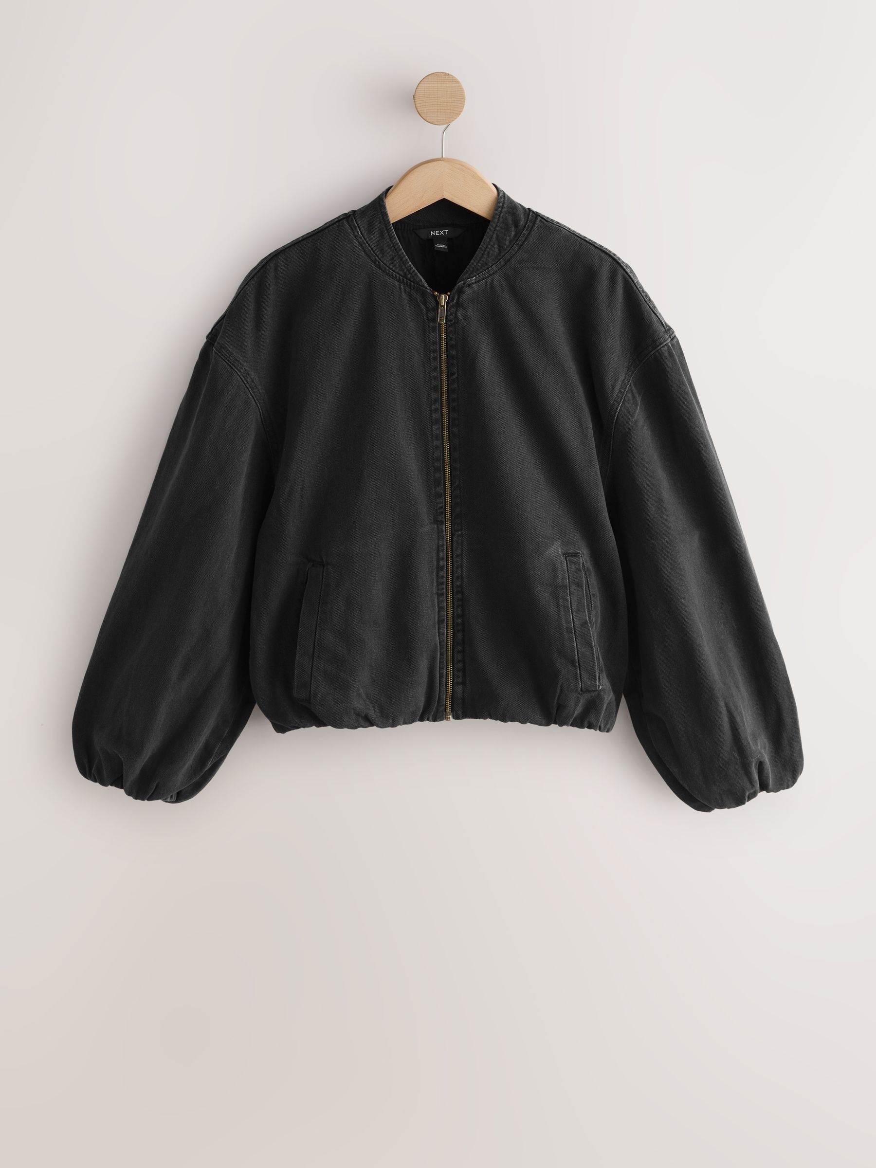 Buy Black Denim Zip Through Bomber Jacket from the Next UK online shop