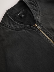 Black Denim Zip Through Bomber Jacket - Image 7 of 8