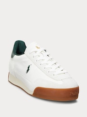Polo Ralph Lauren White/Green Hester PP Sneakers Low Top Lace Trainers - Image 2 of 4