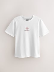 White/Red Relaxed Fit Japanese Surf Graphic Print T-Shirt - Image 7 of 9