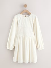 Ecru Long Sleeve Mini Patchwork Dress - Image 7 of 10