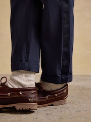 Joules Navy Relaxed Chino Tapered Trousers - Image 3 of 6