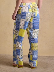Joules Bella Blue Yellow Hotchpotch Pull On Cotton Trousers - Image 2 of 8