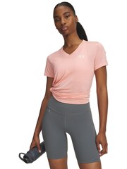 Under Armour Pink Tech V-Neck Twist T-Shirt - Image 1 of 3