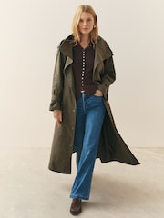 Nothing Ordinary Olive Green Pure Cotton Coat - Image 4 of 9