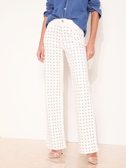 Lipsy Studded White Wide Leg Jeans - Image 2 of 5