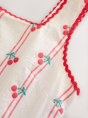 Ecru/Red Cherry Square Neck Button Through Mini Shift Dress - Image 2 of 3