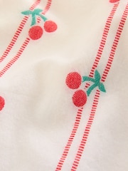 Ecru/Red Cherry Square Neck Button Through Mini Shift Dress - Image 3 of 3