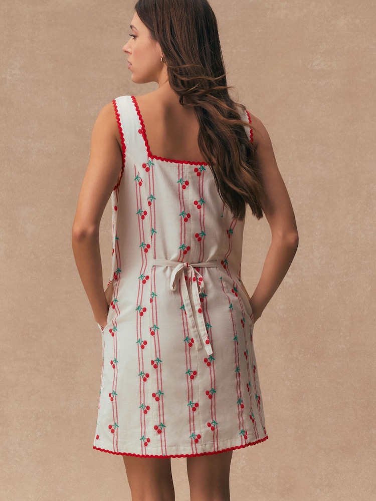 orla mini dress jacquard scoop neck fitted dress Sheer Embellished Scoop Neck Mini Dress in Mocha - 2 main image 1