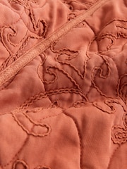 Rust Brown Embroidered Quilted Jacket - Image 8 of 8