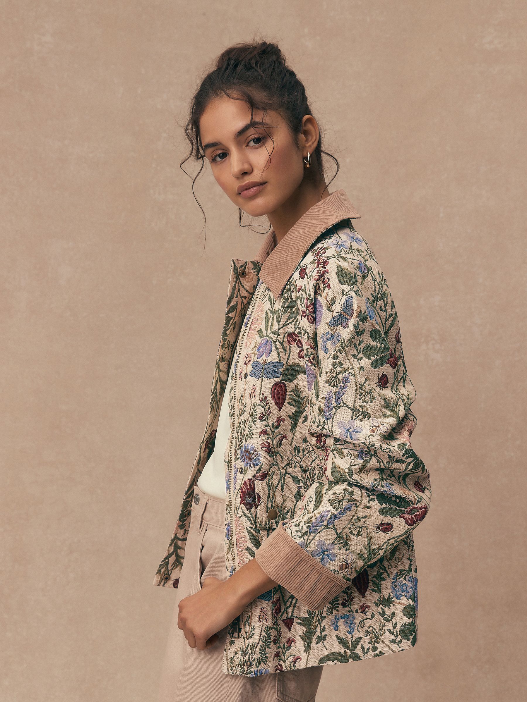 Buy Floral Tapestry Cotton Chore Jacket from Next USA