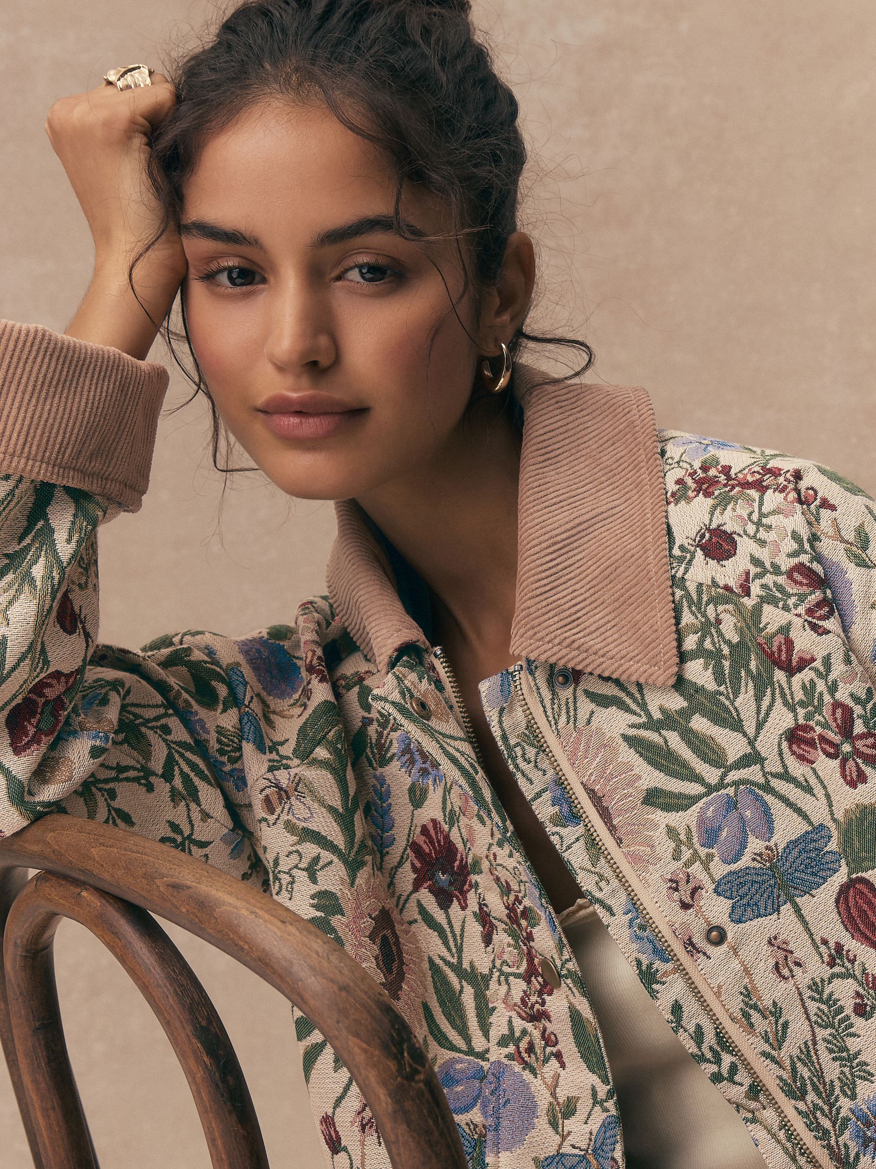Buy Floral Tapestry Cotton Chore Jacket from Next Netherlands