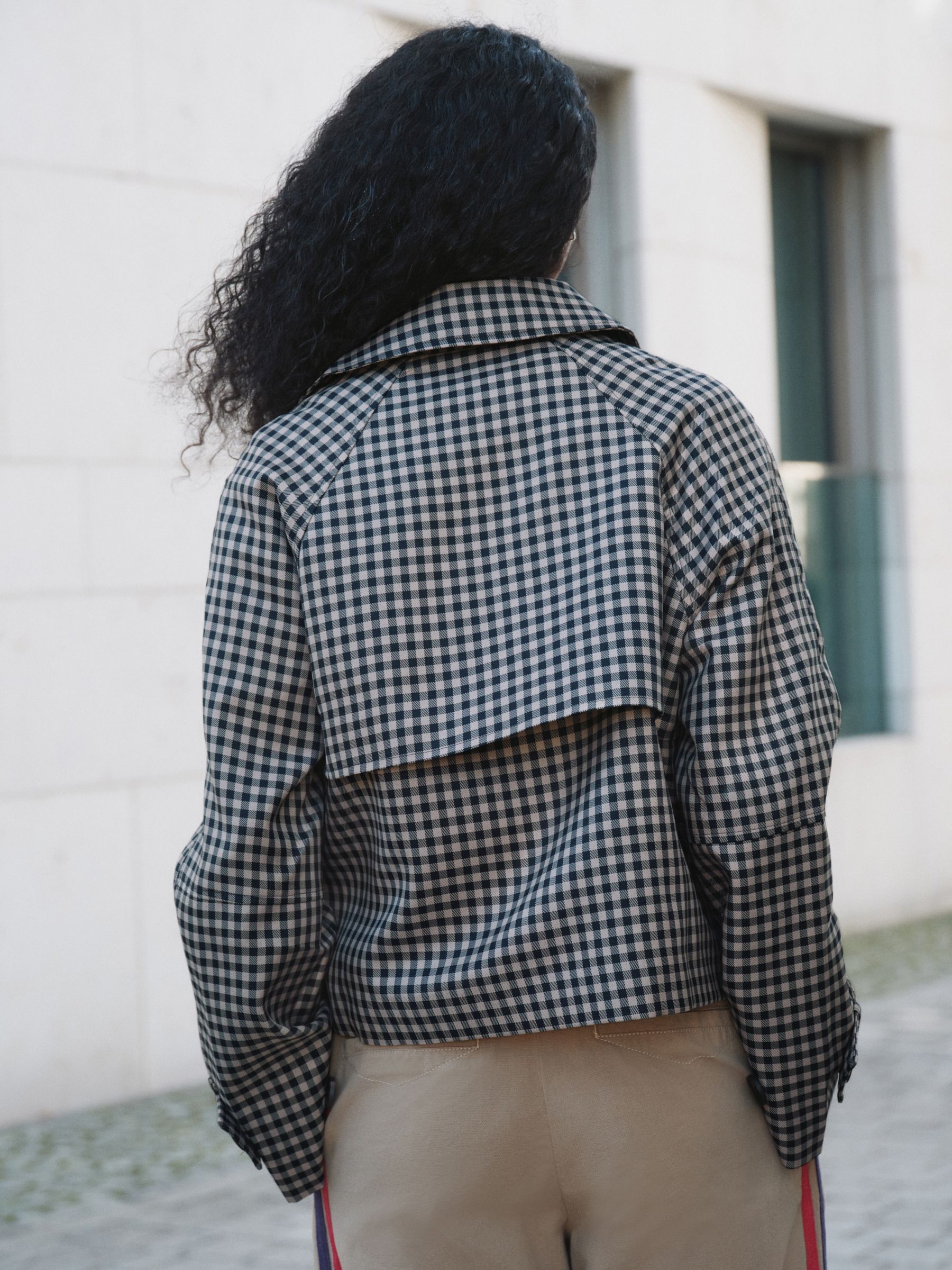 Buy Navy Blue Check Cropped Trench Coat from Next USA Buy Navy Blue Check Cropped Trench Coat from Next USA