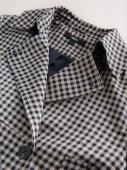 Navy Check Cropped Trench Coat - Image 6 of 8