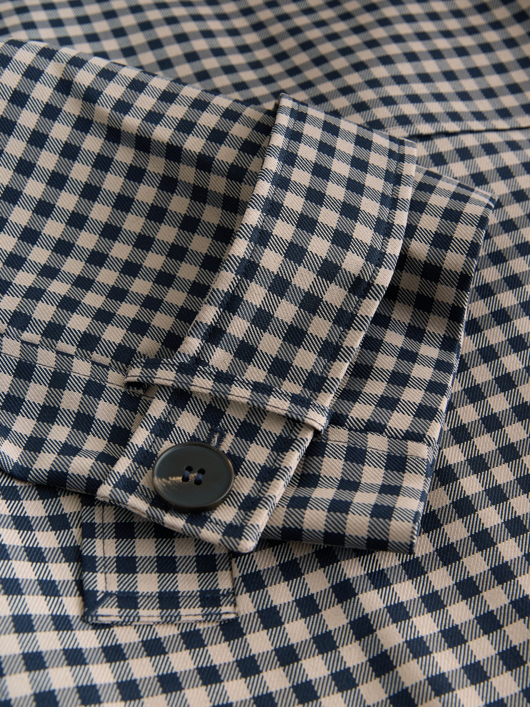 Buy Navy Blue Check Cropped Trench Coat from Next USA