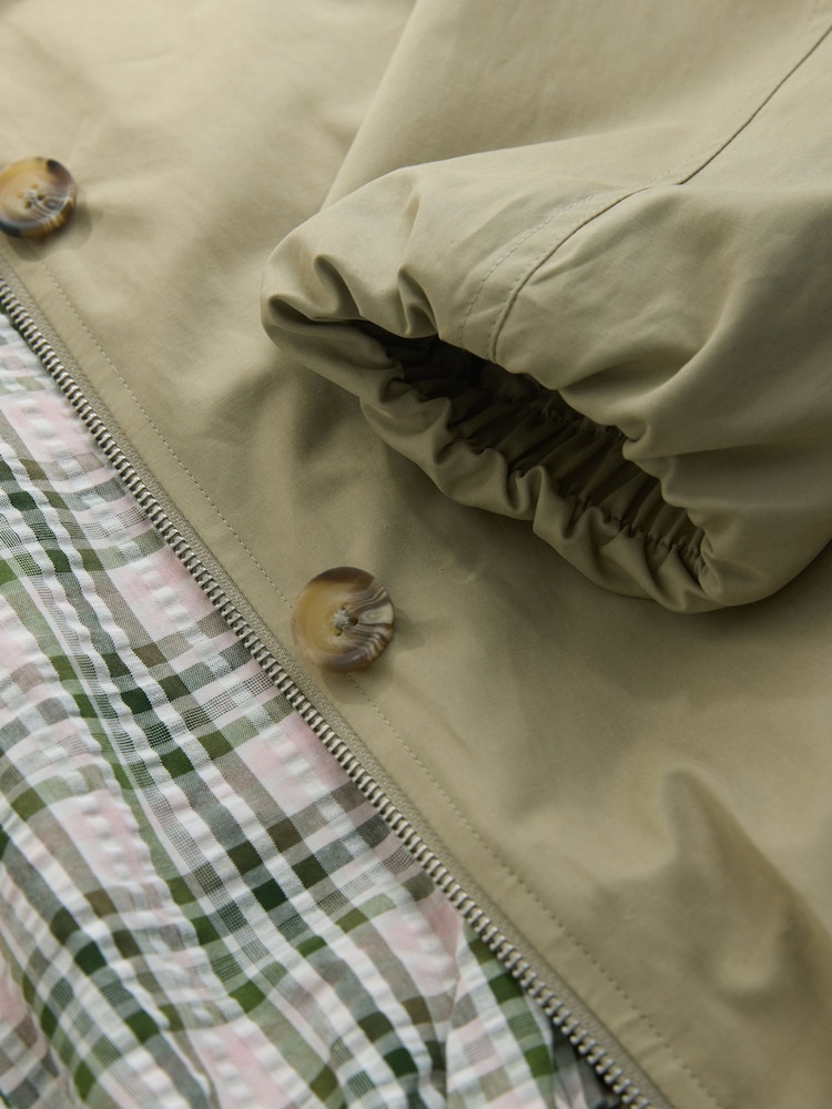 Sage Green Cotton Funnel Neck Bomber Jacket - Image 10 of 10