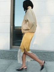 Sage Green Cotton Funnel Neck Bomber Jacket - Image 6 of 10