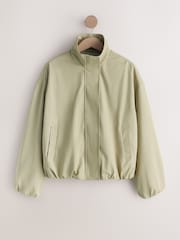 Sage Green Cotton Funnel Neck Bomber Jacket - Image 7 of 10