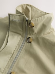 Sage Green Cotton Funnel Neck Bomber Jacket - Image 9 of 10