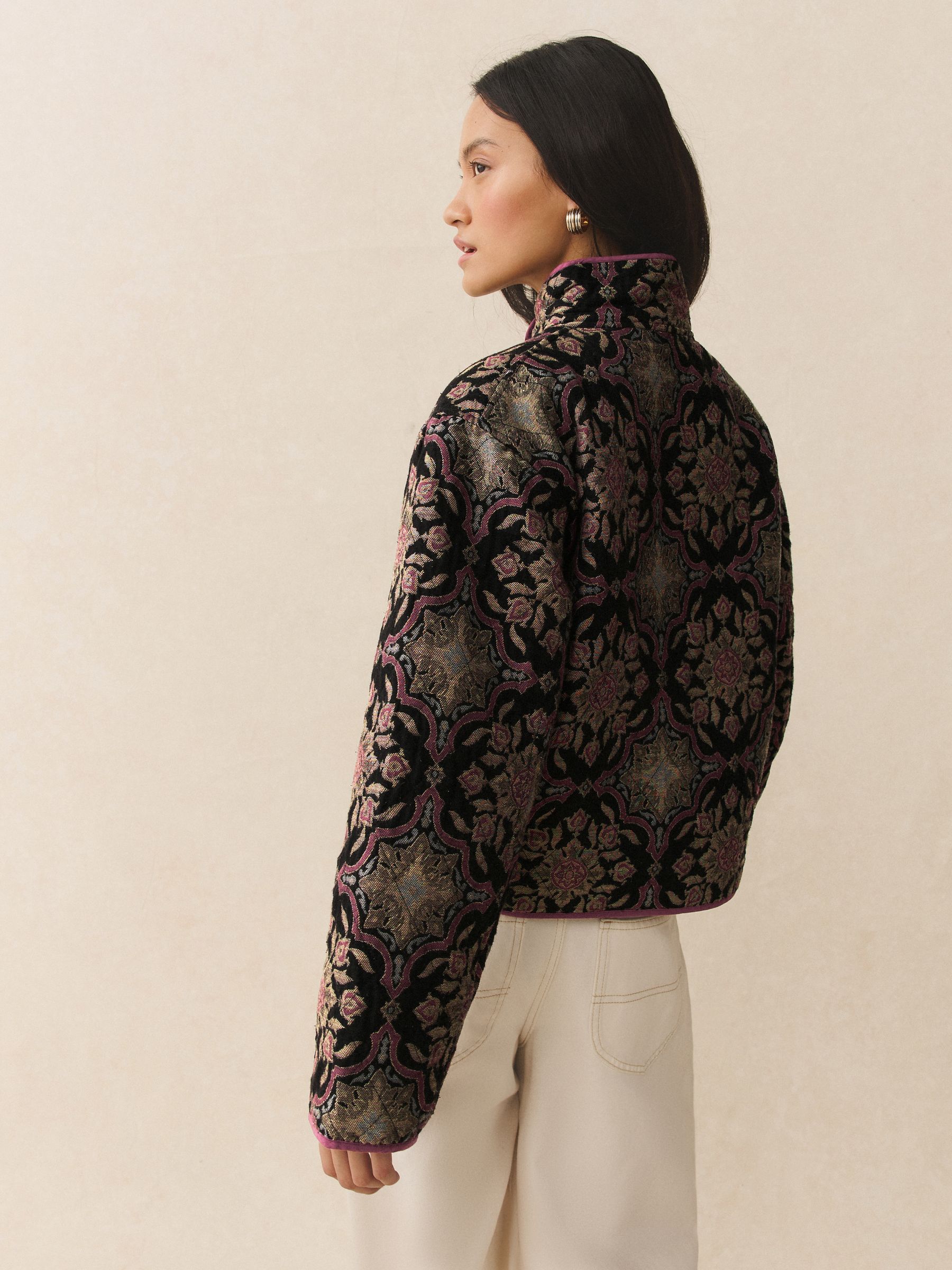 Buy Jacquard Print Quilted Funnel Neck Jacket from Next USA