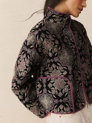 Jacquard Print Quilted Funnel Neck Jacket - Image 5 of 8