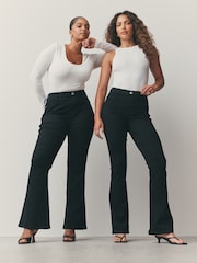 Negro - Alto Rise Flexi Fit Pull On Flared Jeans - Imagen 1 de 13