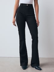 Negro - Alto Rise Flexi Fit Pull On Flared Jeans - Imagen 5 de 13