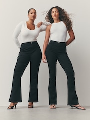 Negro - Alto Rise Flexi Fit Pull On Flared Jeans - Imagen 6 de 13