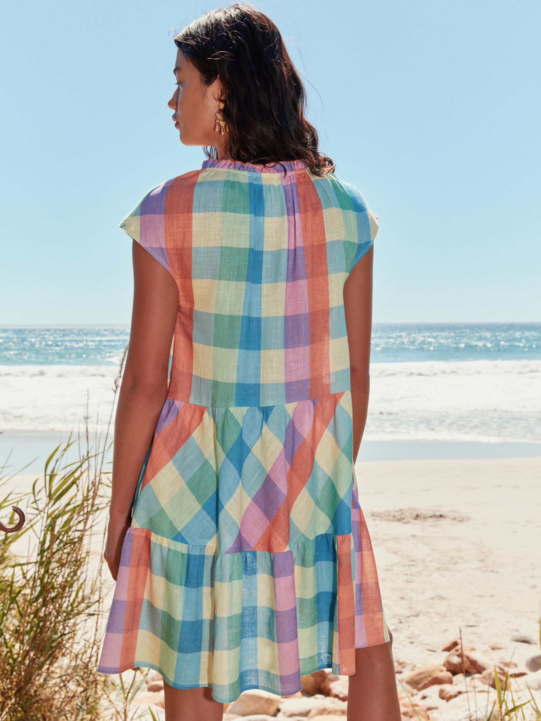 blue and pink gingham dress Buy Pink/Blue V-Neck Tiered Mini with Linen from Next USA Black Wallis Petite Pocket
