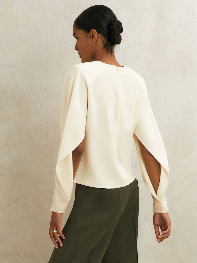 Reiss Cream Luella Atelier Crepe Turn-Lock Top - Image 1 of 7 Reiss Cream Luella Atelier Crepe Turn-Lock Top - Image 1 of 7