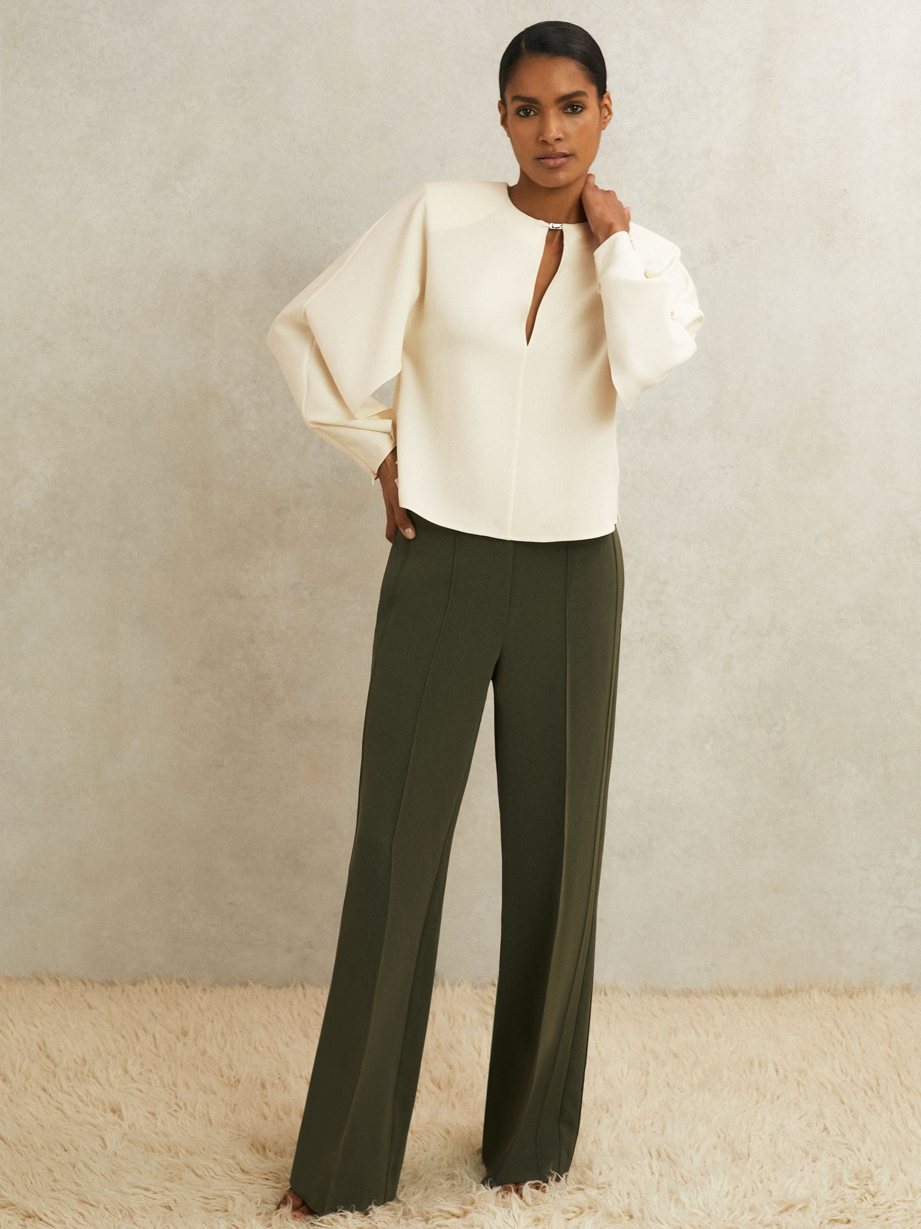 Buy Reiss Cream Luella Atelier Crepe Turn-Lock Top from Next USA
