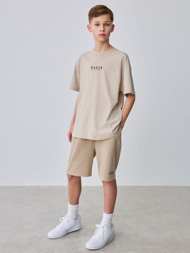 Baker by Ted Baker Orange Oversized T-Shirt And Shorts Set - Image 1 of 11