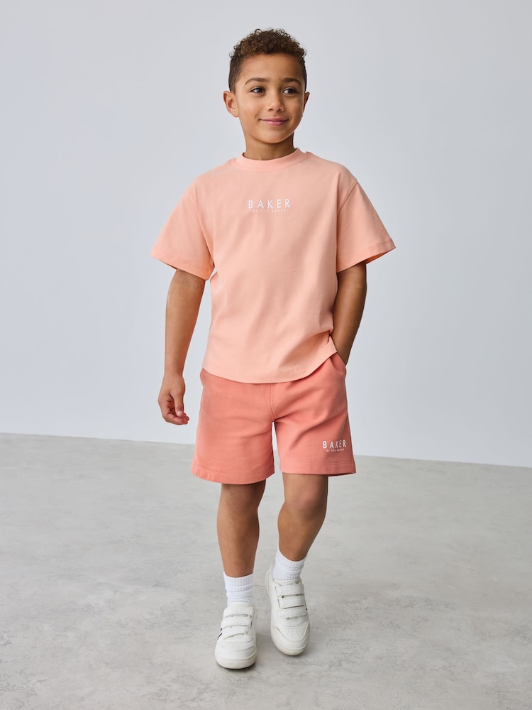 Baker by Ted Baker Orange Oversized T-Shirt And Shorts Set - Image 1 of 13