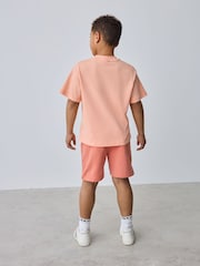 Baker by Ted Baker Orange Oversized T-Shirt And Shorts Set - Image 5 of 13