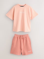 Baker by Ted Baker Orange Oversized T-Shirt And Shorts Set - Image 9 of 13