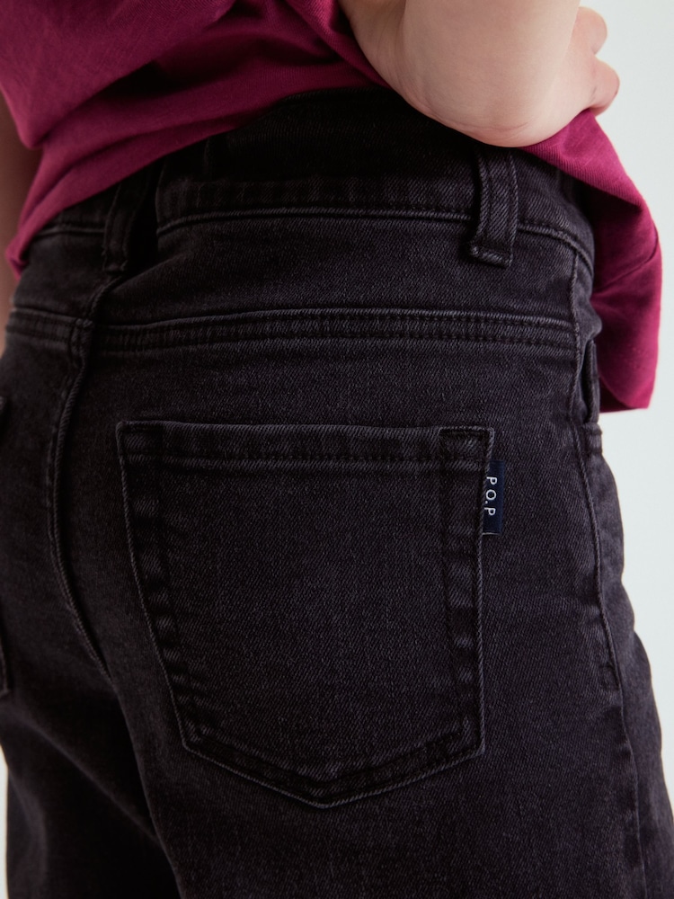 Polarn O. Pyret Black Cotton Wide Leg Jeans - Image 2 of 6 Polarn O. Pyret Black Cotton Wide Leg Jeans - Image 2 of 6